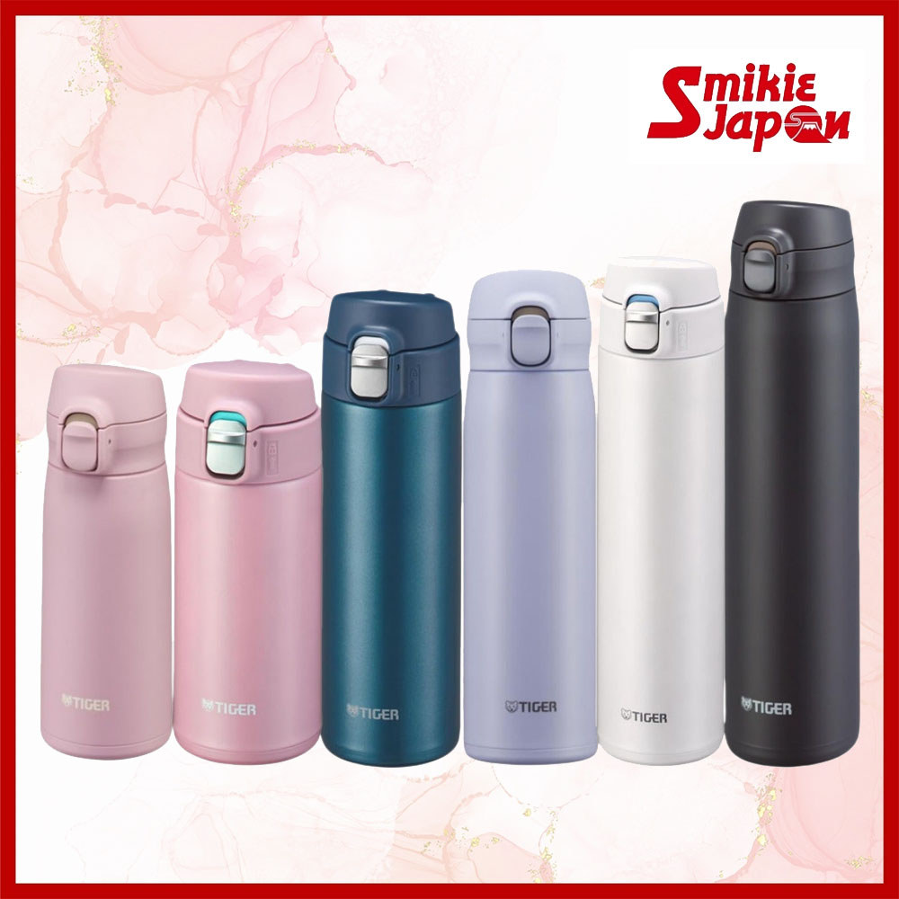 TIGER Vacuum Insulated Bottle 350ml 360ml 480ml 500ml 600ml 880ml One Touch Stainless Steel Thermal Flask Hot Cold Lightweight Easy Clean Multiple Colors MMJ MKR MTR Series Directly from Japan