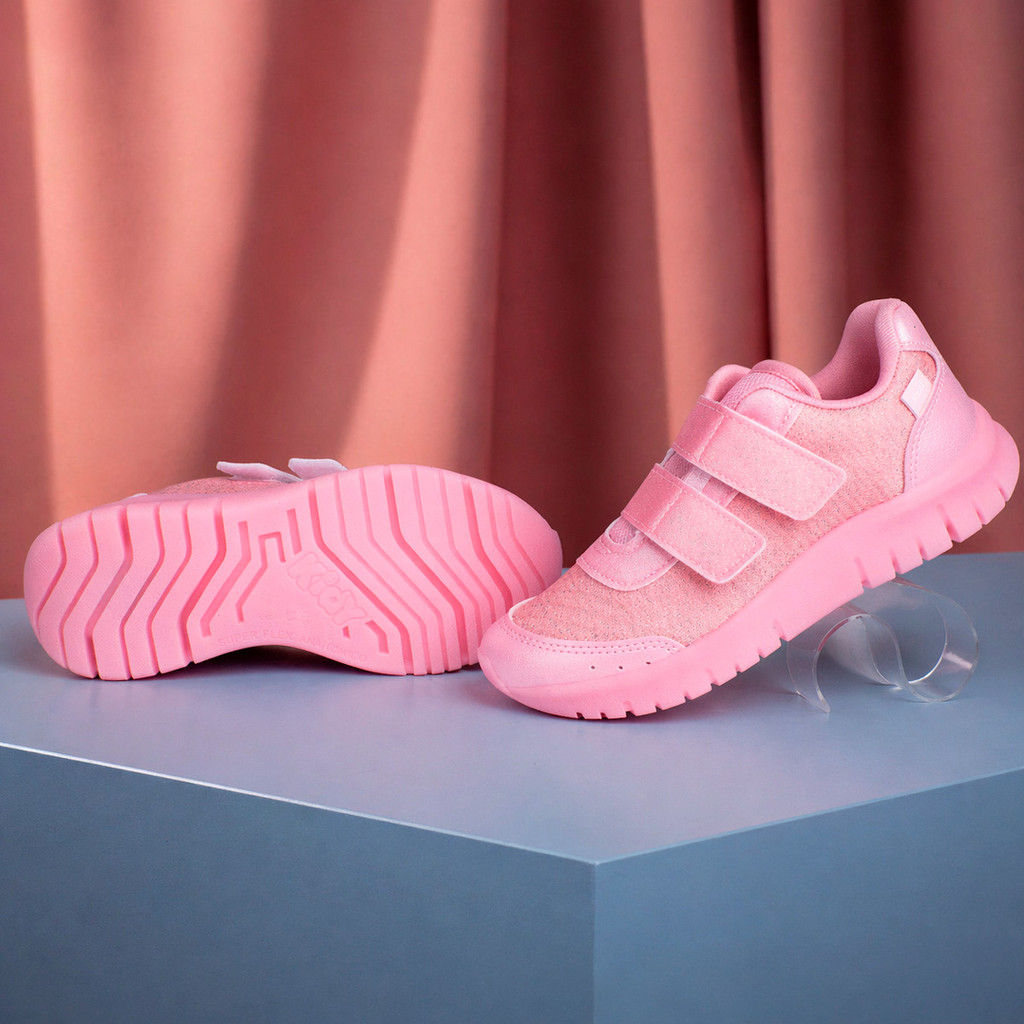 Tênis Infantil Menina Kidy Light Fun Rosa Casual Calce Fácil Confortável Leve Anatômico Luz Led