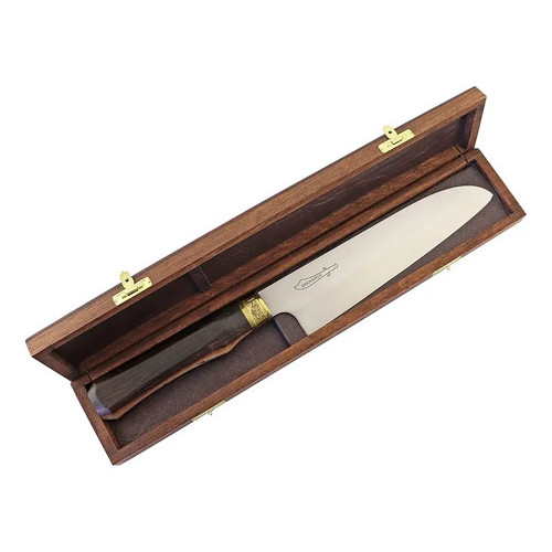 FACA JAPONESA 7" ZAKHAROV SANTOKU PARA DESTROS NO ESTOJO DE MADEIRA