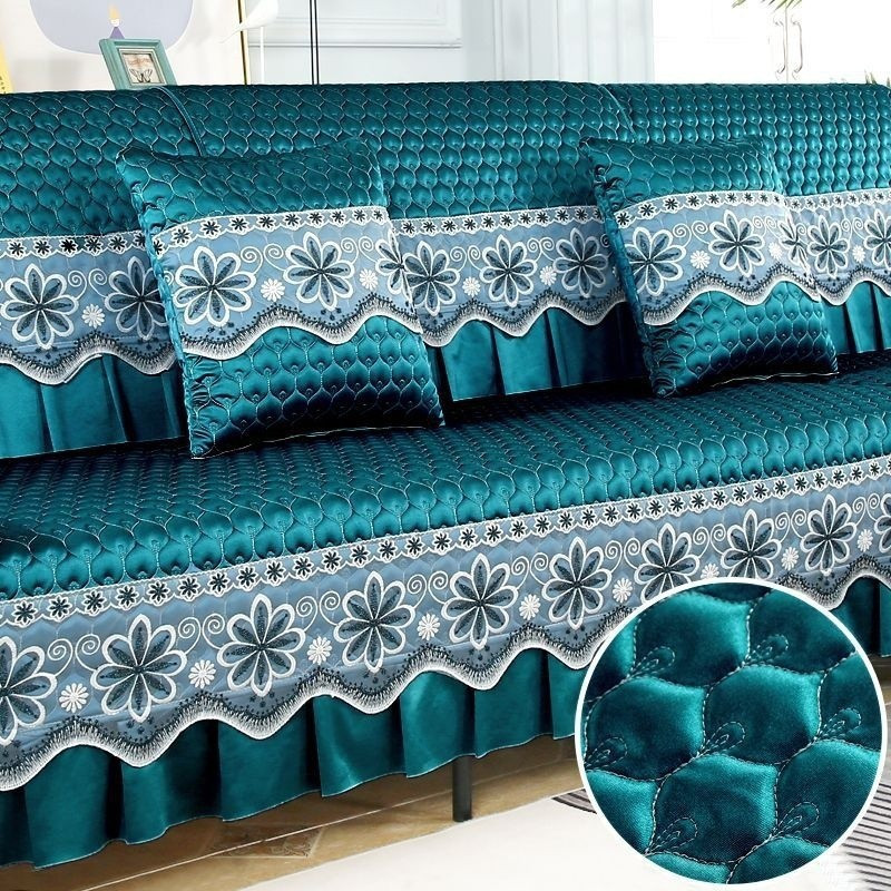 Capa De Sofá Antiderrapante Com Saia De Renda Grosso Sarung Protetor De Móveis Nórdico Sala De Estar Decoração De Casa