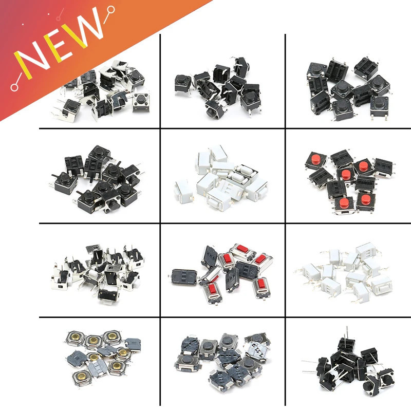 120pcs = 12 Tipo Botão Tátil Interruptor De Toque Chaves Remotas Microinterruptor Venda Quente