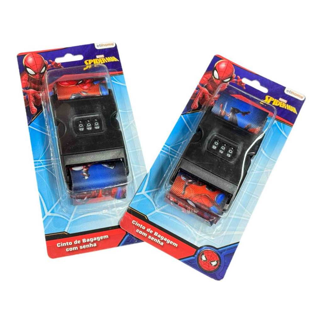 Kit 2 Cintas Com Codigo Segurança Spiderman Fita Para Mala Viagem