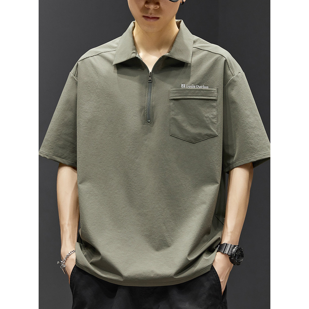 Verão gelo seda de secagem rápida camiseta masculina de manga curta camisa Polo masculina lapela camiseta masculina verã