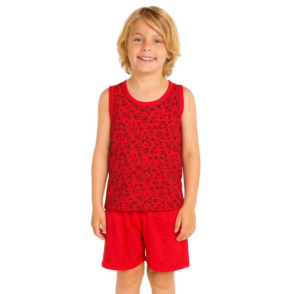 Pijama Masculino Infantil Estampado em Malha Leve, Macia e Confortável para Dormir