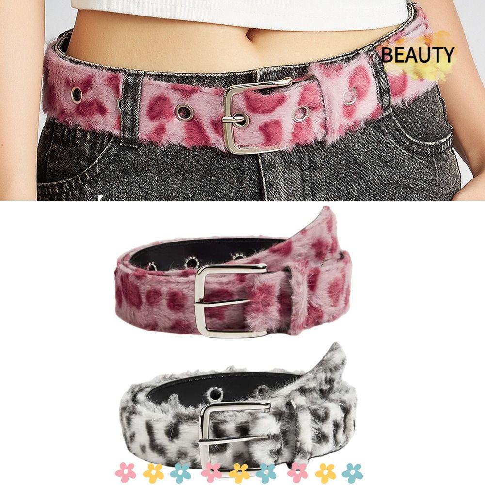 BEAUTYHOMEBR Cinto Feminino , Ajustável Com Estampa De Leopardo , Cintura Fivela De Alfinete De Pelúcia