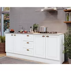 Cozinha Completa Americana 3 Peças (2 Balcões + 1 Complemento) s/Pia CZ137 Branco - Henn