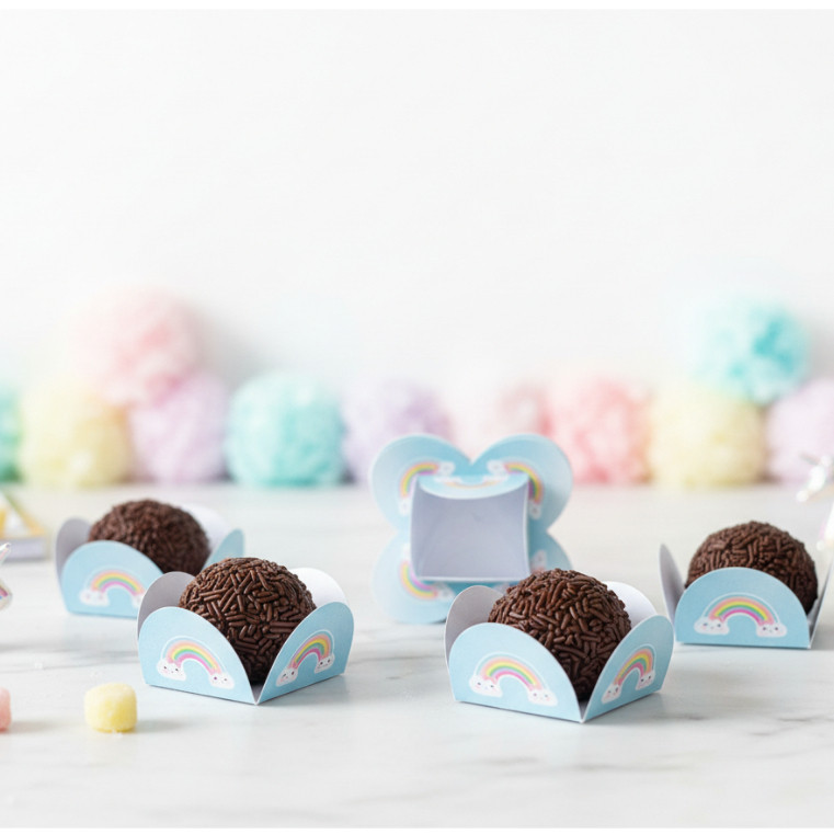 100 Forminhas Brigadeiro Docinho 4 Pétalas Arco Íris Para Festas Aniversários Doces Confeitaria Beijinho Menina Menino