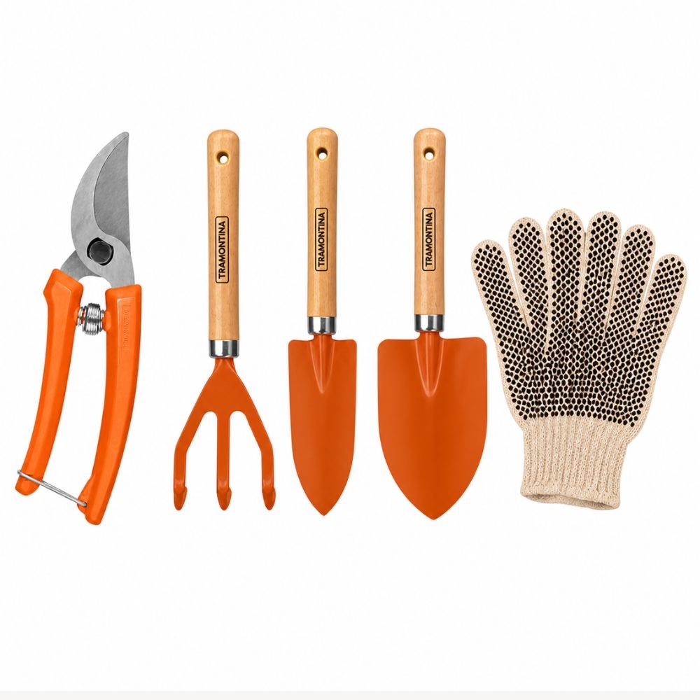 Kit Jardinagem Tesoura de Poda Ferramentas e Luva Profissional