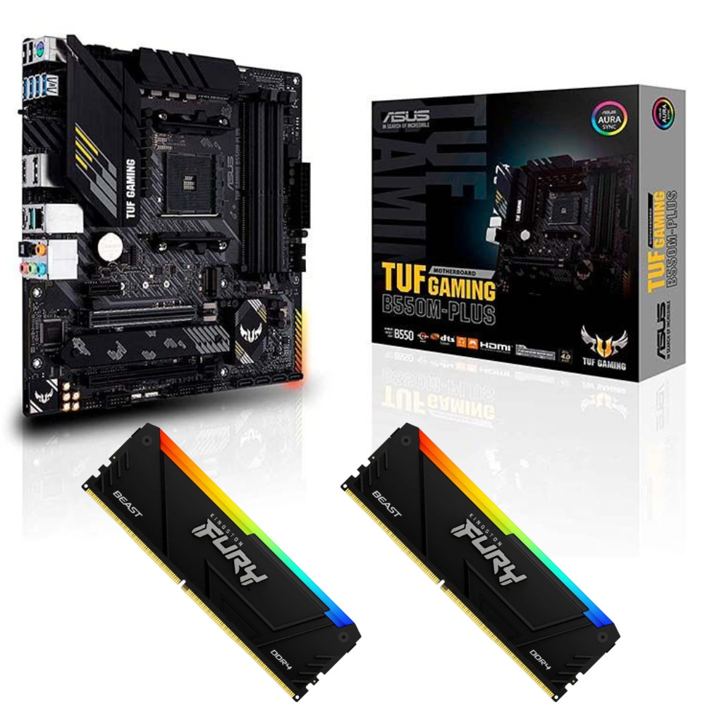Kit Placa-Mãe Asus TUF G B550M-Plus+32Gb 3200MHZ Fury B,RGB