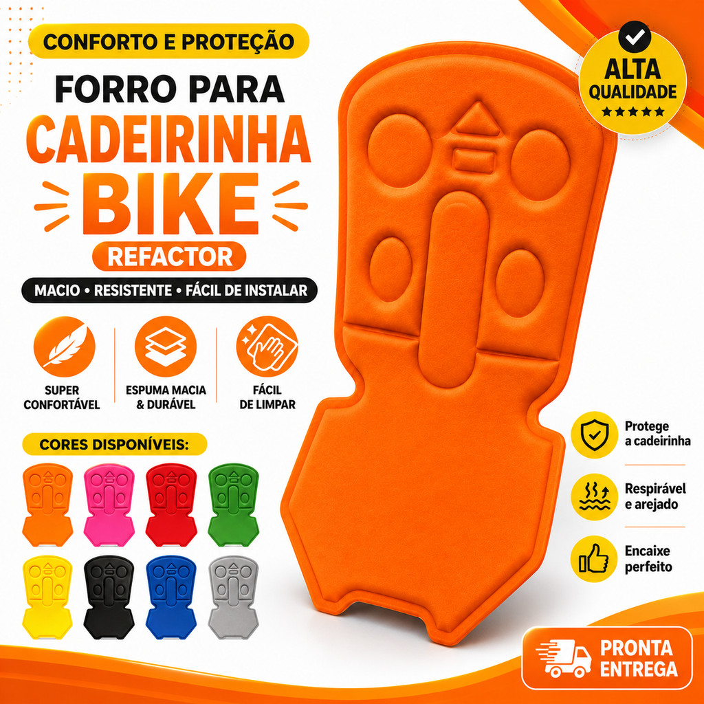 Forro Assento Cadeirinha de Bicicleta Refactor Confortável Macio Universal Infantil