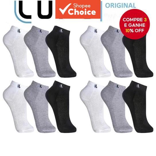 Kit 6 Pares De Meias De Algodão LUPO Para Homens E Mulheres – Corte Curto Confortável Preto \ Branco Cinza Meia