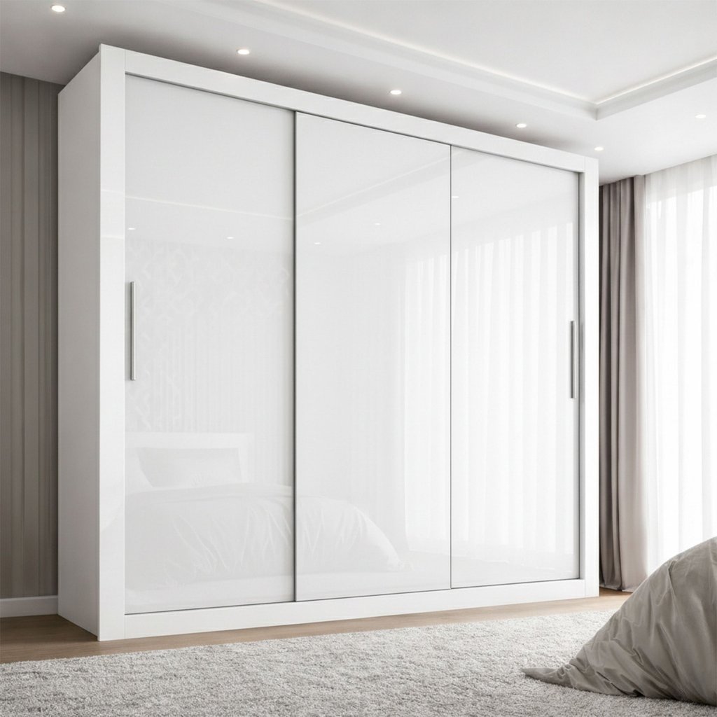 Guarda-Roupa Casal 3 Portas 4 Gavetas 185,5cm Viena Yescasa Branco Branco