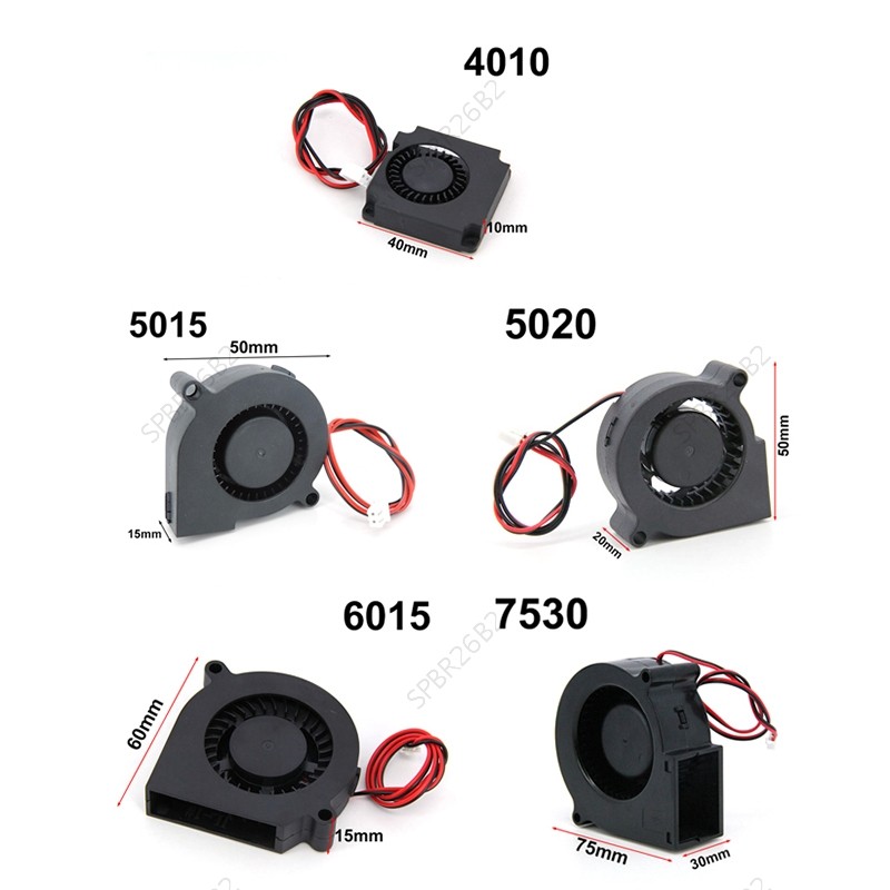 DC 5V 12V 24V 4010 5015 6015 7530 Ventilador Turbo De Resfriamento Sem Escova 4cm 5cm 6cm 7cm Para Impressora 3D 2Pin Fi