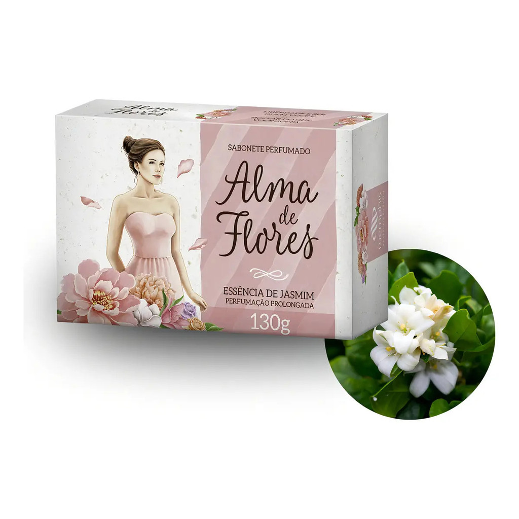 Sabonete Barra Alma De Flores Essência De Jasmim Hidratante 130g