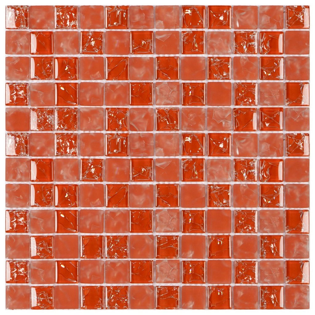 Pastilha de Vidro Ice de 30cm X 30cm Rende  Glass Mosaic Laranja