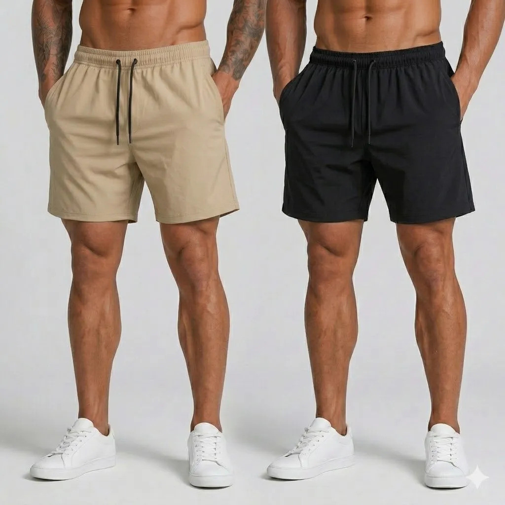 Kit 2 Shorts Masculino Praia Mauricinho Com Elastano Confortável Tactel- Envio Imediato