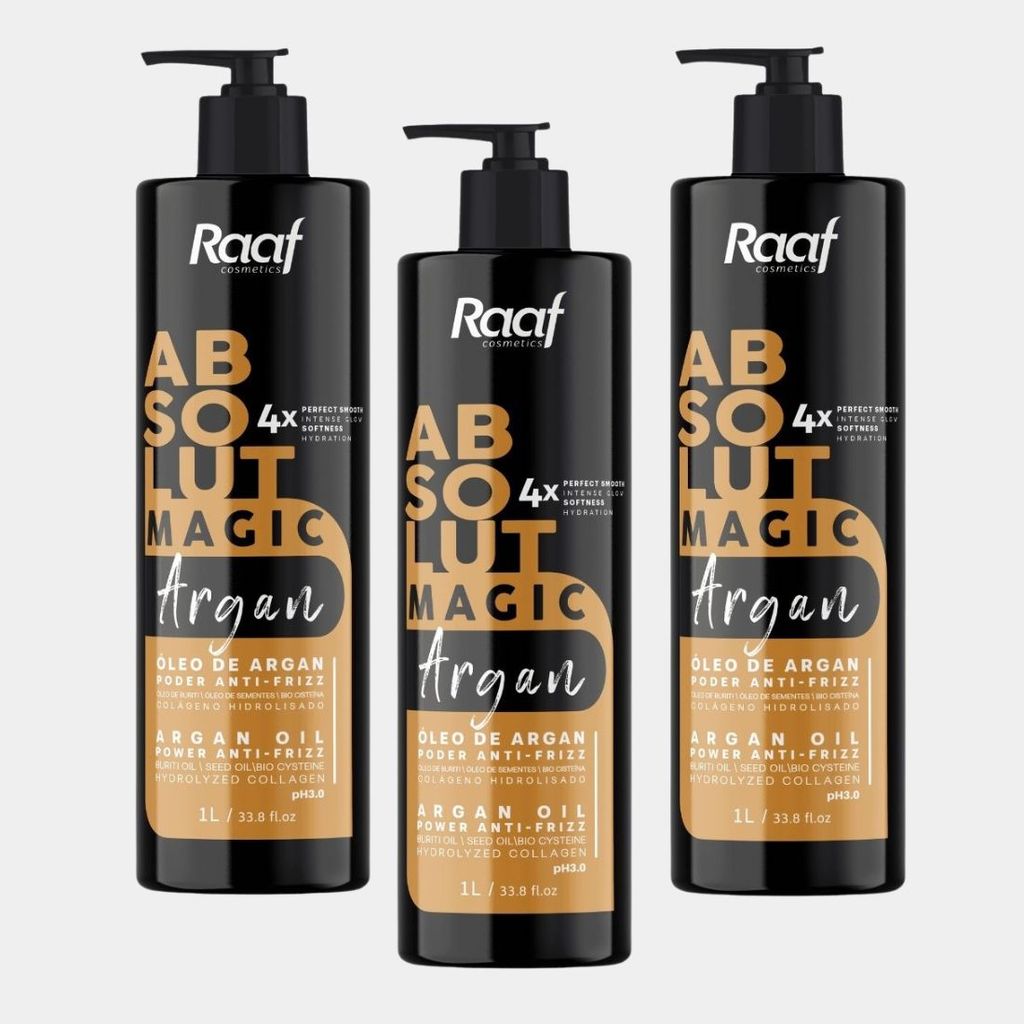 Kit 3 Selante Capilar Progressiva Absolut Magic Argan Cabelo Liso Perfeito Raaf Cosmetics – 1L