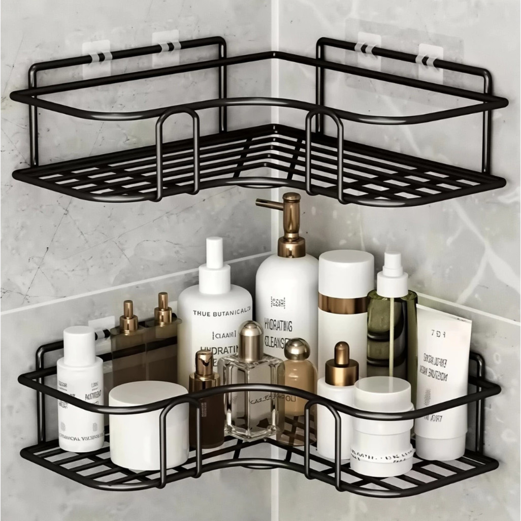 Suporte Banheiro Porta Shampoo Organizador Banheiro Metal Sem Furos Fixação Fácil Resistente Premium