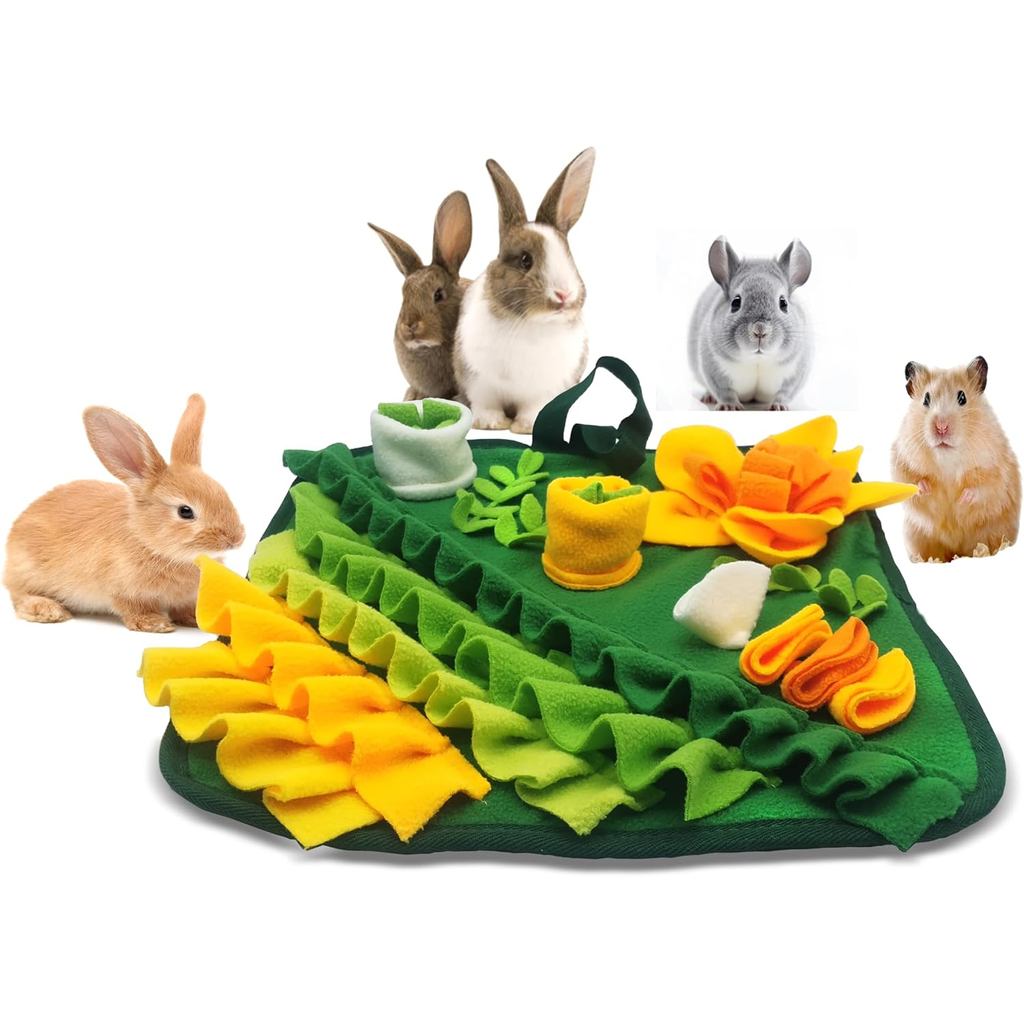 Rabbit Foraging Mat,Bunny Snuffle Mat for Small Animals Puzzle Toys Pets Interactive Feeding Mat for Guinea Pigs Hedgeho