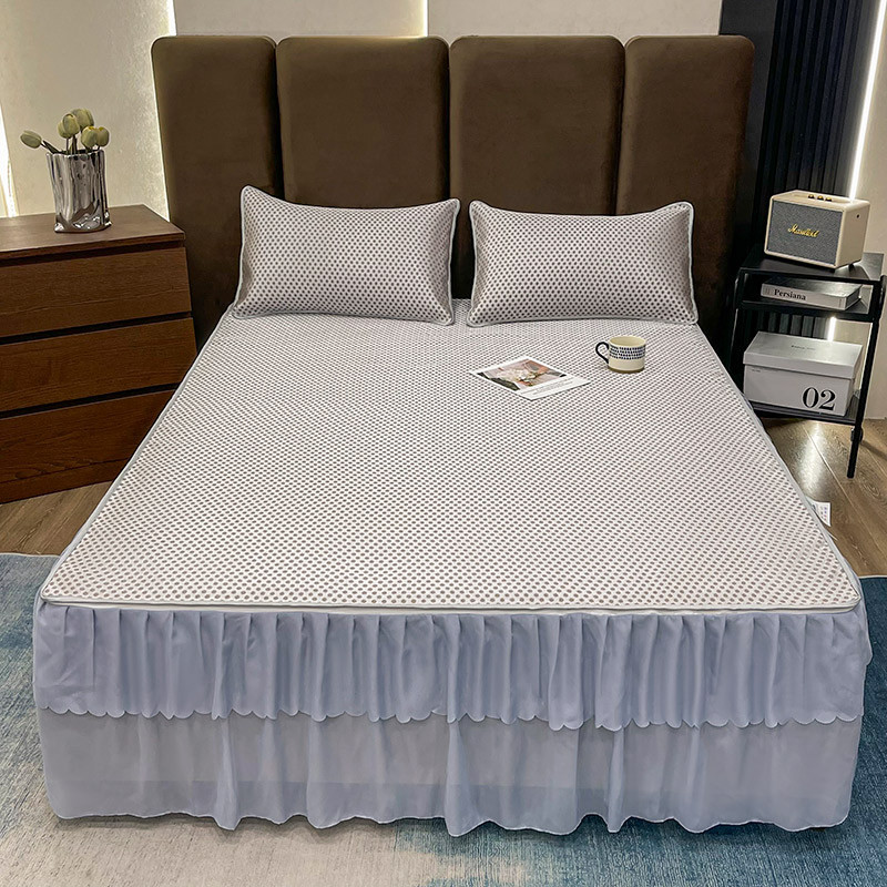 Novo estilo, estilo de saia de cama legal de seda gelada, secagem fria, conjunto de fronha de seda gelada, 150 * 200 cm