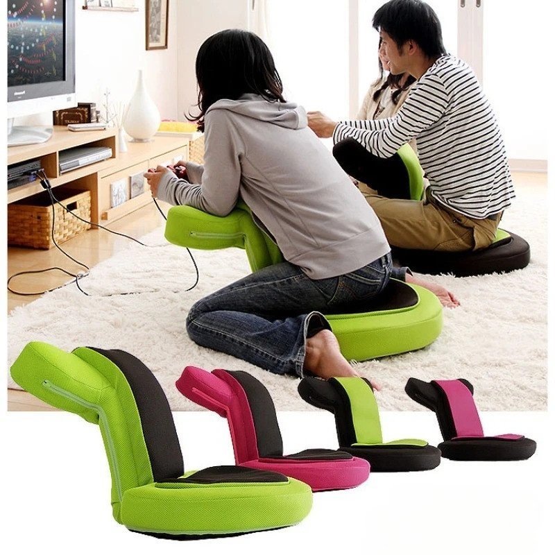 Imagem Cadeira de Chão Japonesa para Jogos, Assento Confortável com Encosto e Almofada para Cama e Tatami, Suporte Ergonômico p