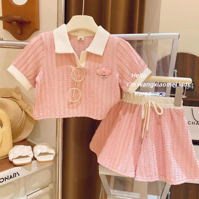 Meninas roupas moda ternos moda roupas de verão novo estilo fino Shorts de manga curta exterior Wear bebê crianças