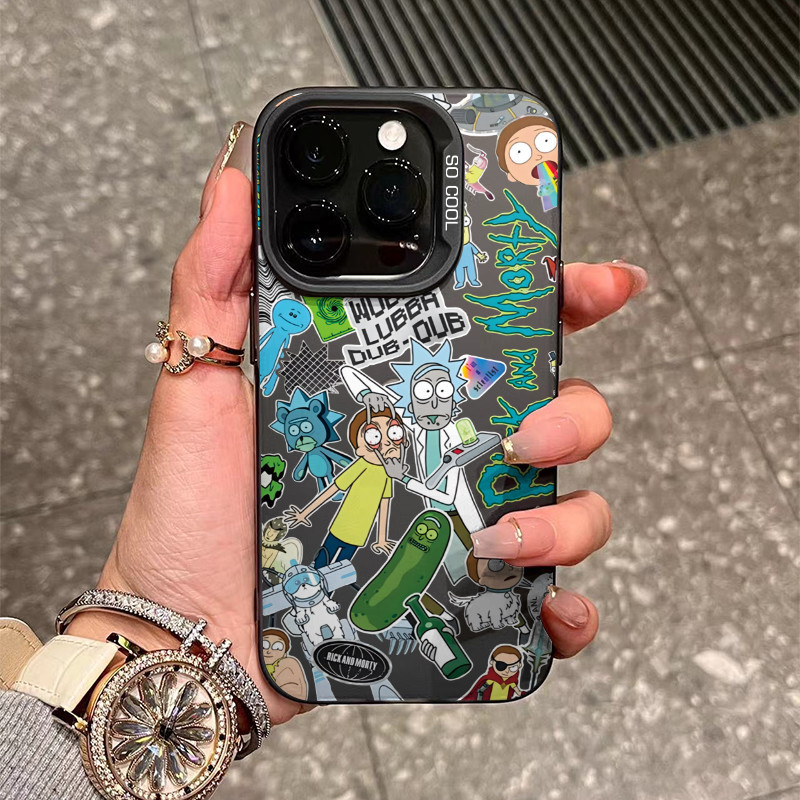 Capinha de silicone macia para Samsung Galaxy A15 A14 A05S A23 A34 A35 A55 A54 A12 A13 S24 S20FE Grafite de Rick e Morty
