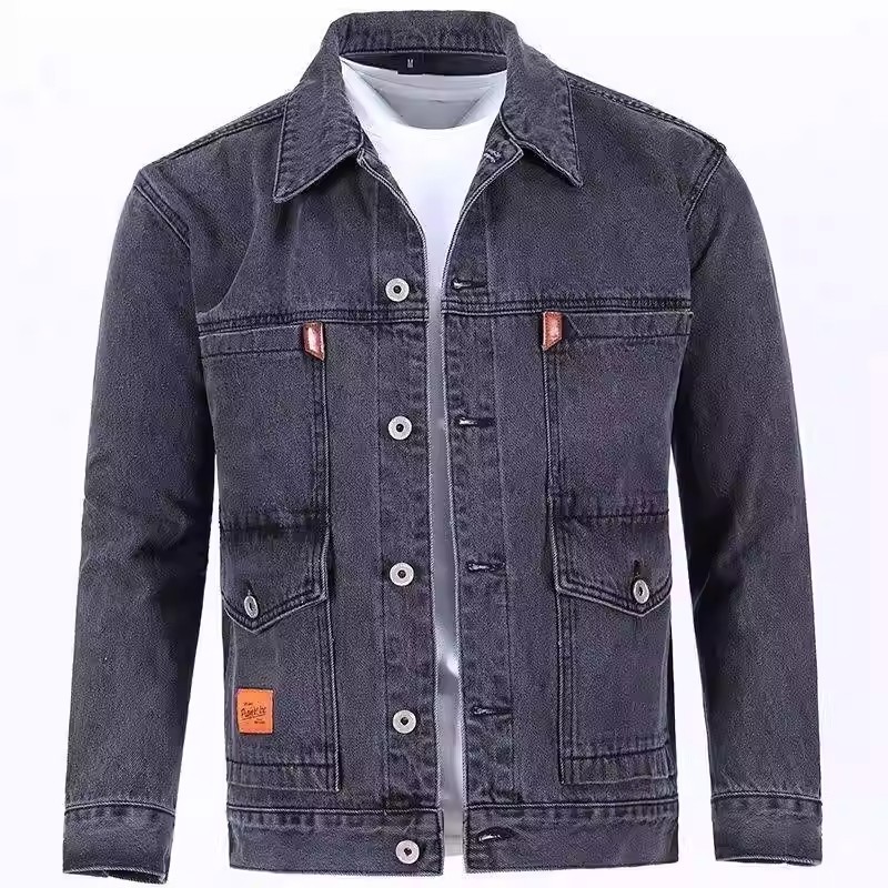 Jaqueta jeans masculina resistente à sujeira, resistente ao desgaste, primavera outono, roupa de trabalho americana, sol