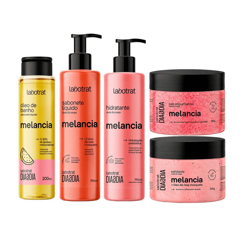 Kit Banho Melancia Facial Corporal Sais Esfoliante Óleo