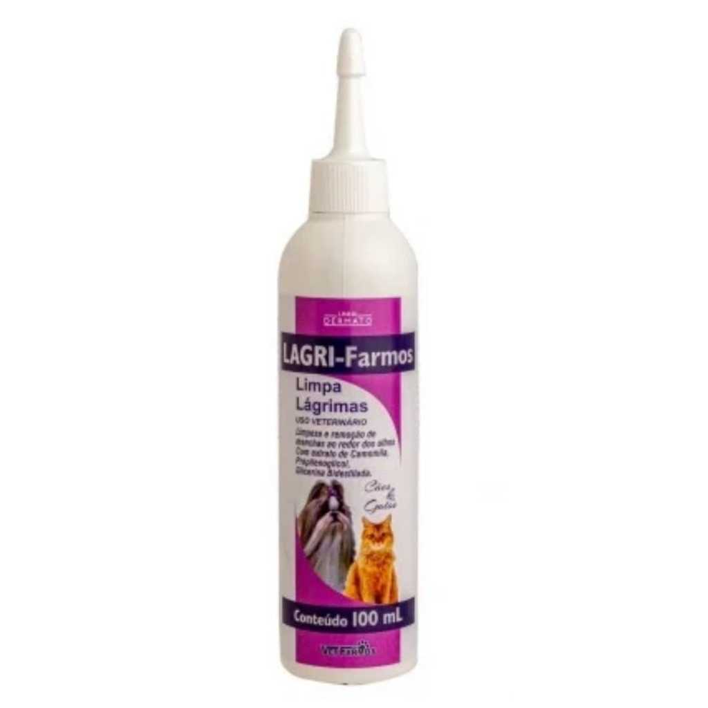 Limpeza De Lágrimas Limpa Olhos Cães Gatos Lagrifarmos 100 Ml