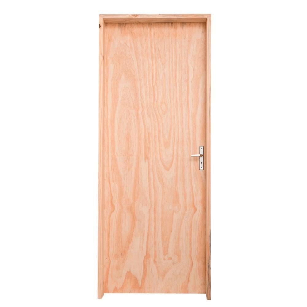 Kit Porta de Madeira Pinus Grantok M12 Interna, Abertura à Esquerda 213x86 cm
