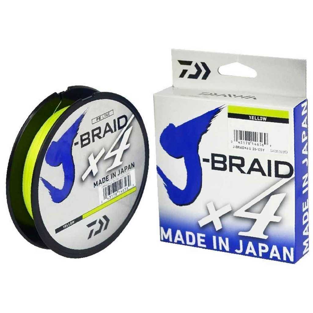 Linha de Pesca Multifilamento J-Braid x4 Amarela 135M Daiwa Original Japão
