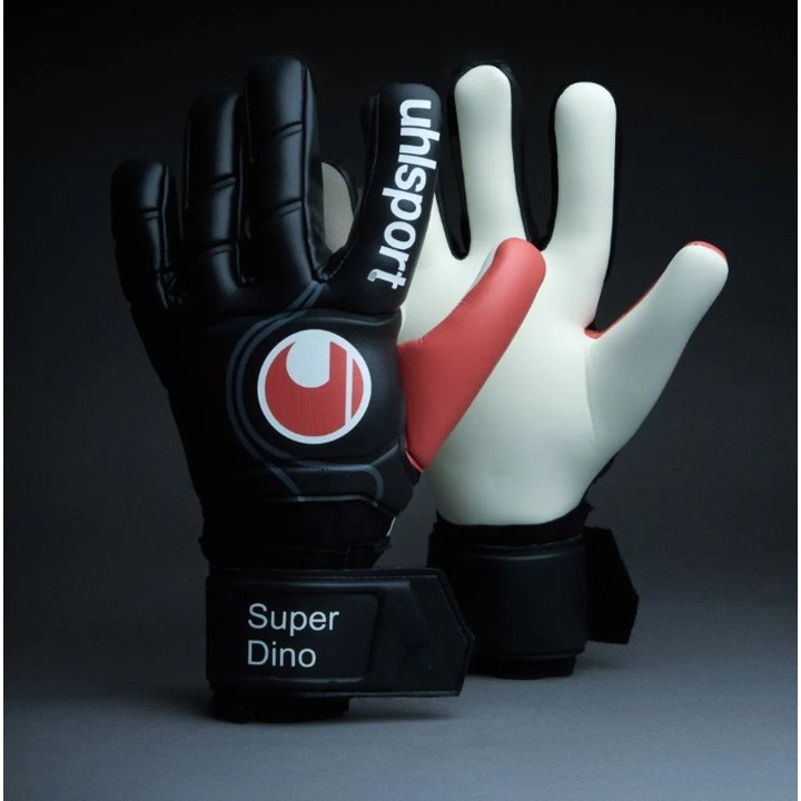 Luva De Goleiro Uhlsport Super Dino - Preto e Vermelho