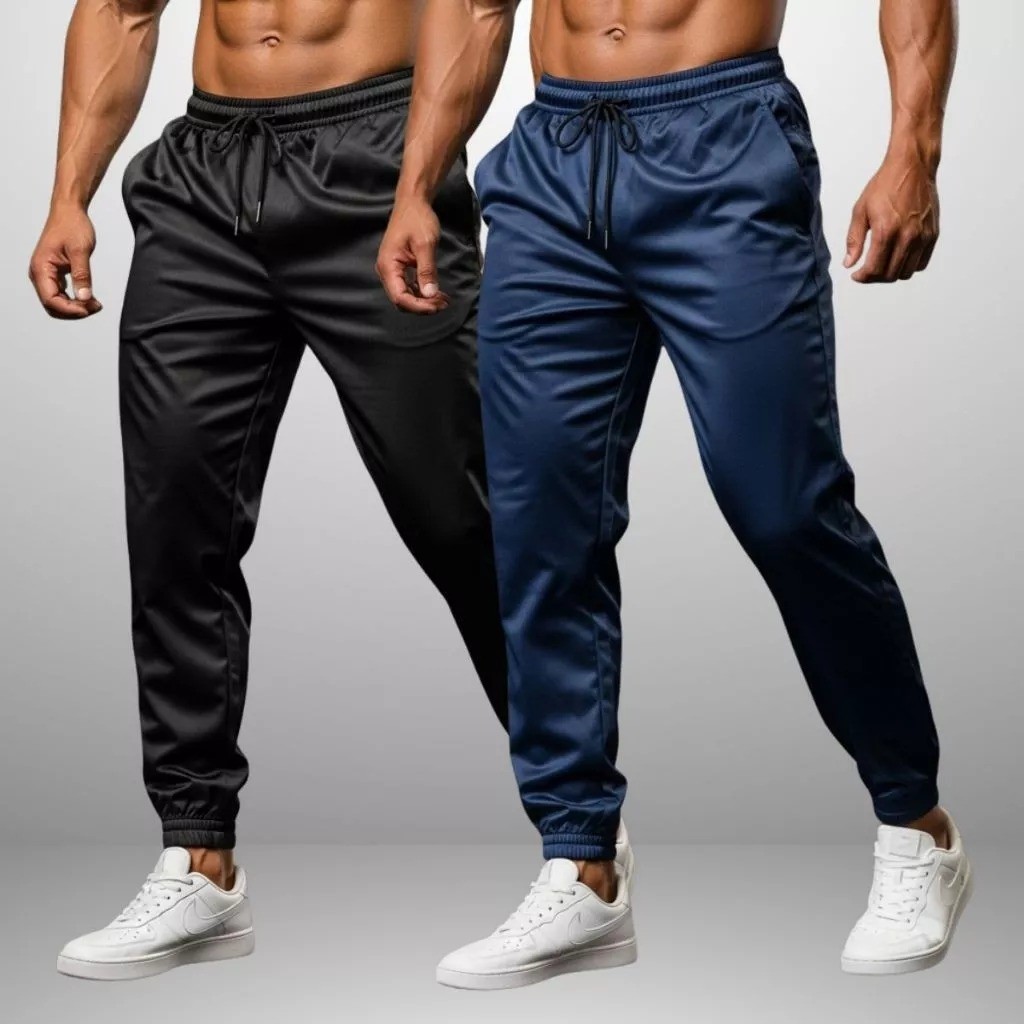 Kit 1 2 ou 3 Calças Dry-fit Skinny Dia-Dia Lisa Jogger Masculina Com Punho
