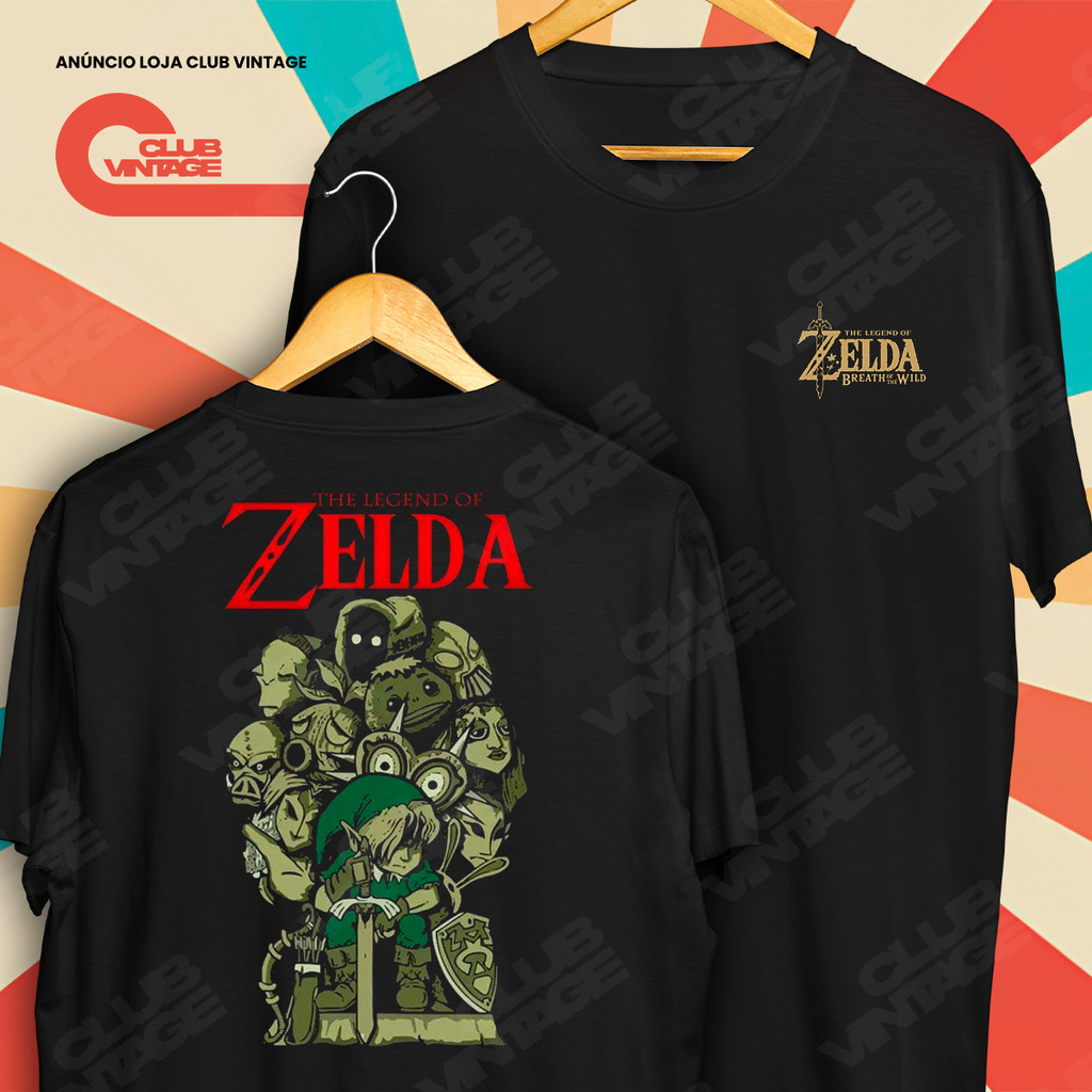 Camiseta Frente e Verso The Legend of Zelda Camisa de Jogos 100% Algodão