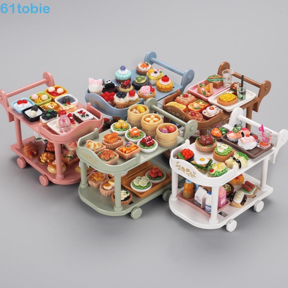 TOBIE Mini Carrinhos De Cozinha , Com Modelo De Comida Para Casa De Bonecas Em Miniatura , Louça