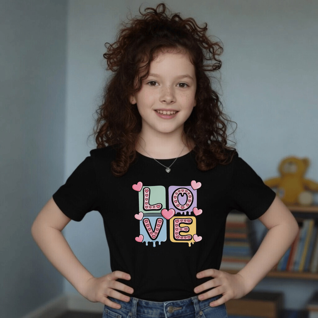 Camiseta Infantil Estampada Criança Love Derretendo 100% Básica Manga Curta Unissex Masculina e Feminino Básica