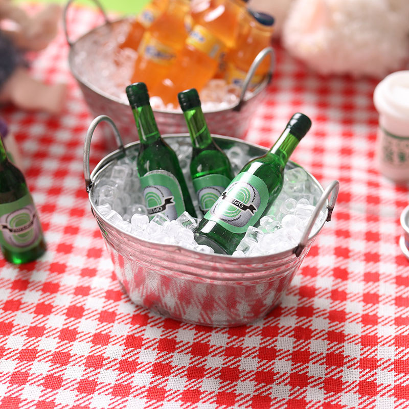 Rizora miniatura comida brinquedos refrigerante cerveja bebida cubo de gelo conjunto modelo 1: 12 pontos ob11 casa de bo