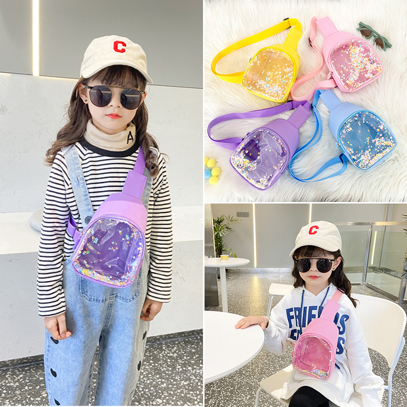Crianças Diagonal saco meninas moda bebê meninas leve bolsa de moedas Casual moda transparente saco de peito pequena bol
