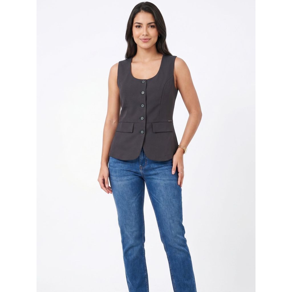 Blusa Colete Alfaiataria Botões Revanche Bl.Fem.00170