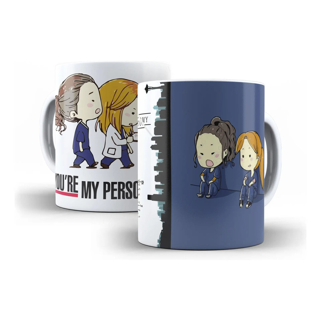 Caneca Porcelana Grey's Anatomy Cristina Yang Derek You Are My Person 325ml Para presente Criativo Aniversário Amigos