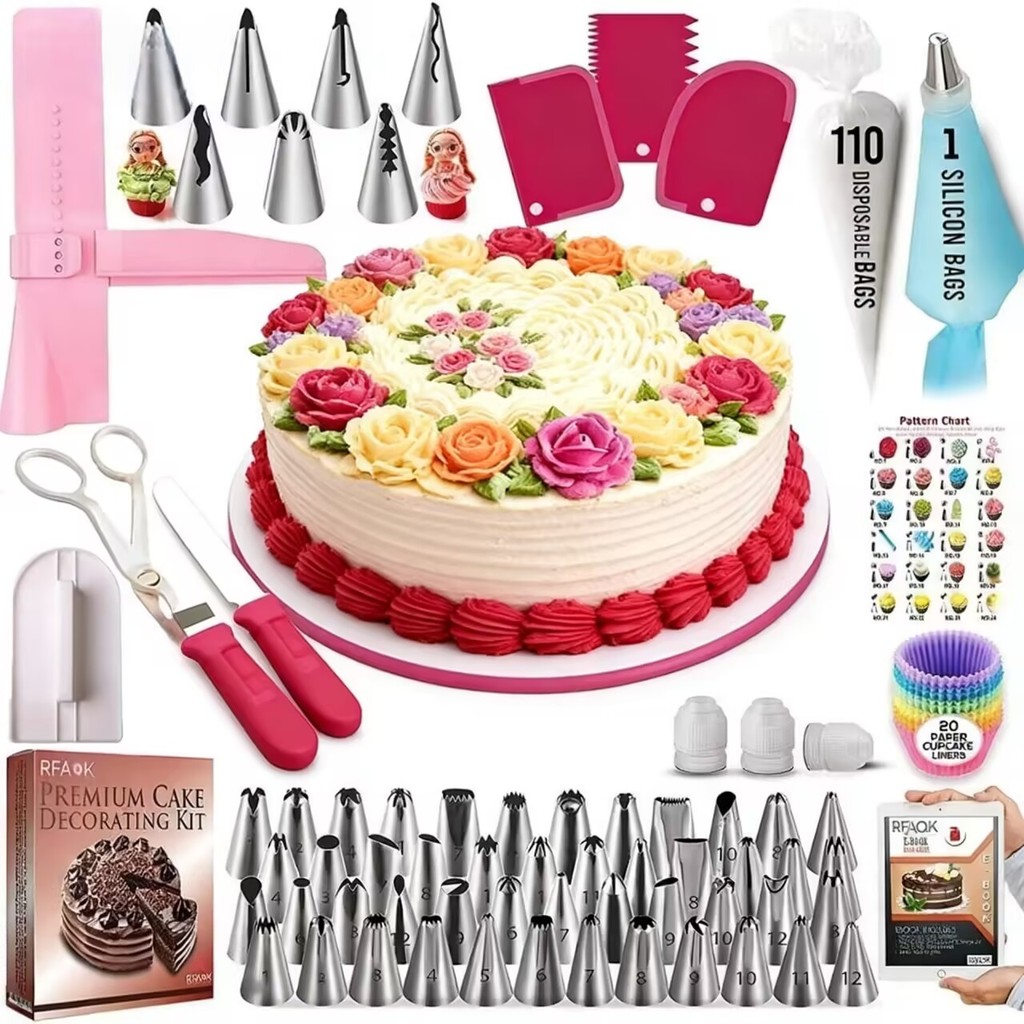 KIT 200/72pcs Decoração de Bico de Aço Inoxidável para Bolo-para Decorar Bolos,Cupcakes e Cookies,Presente para Confei
