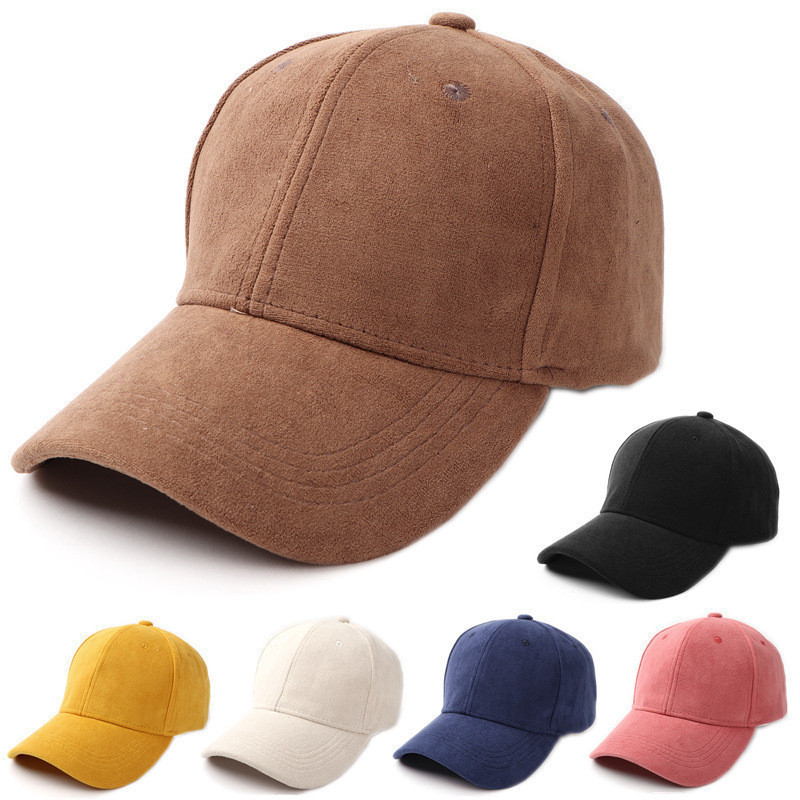 Boné de beisebol de pele de cordeiro para outono e inverno, unissex, de cor sólida, moderno, quente e com aba curvada.