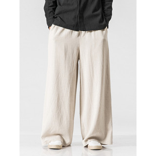 Primavera calças de perna larga dos homens calças de linho soltas estilo chinês Retro Casual Plus Size calças masculinas
