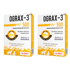 2 - Ograx-3 500 Suplemento Cães Gatos Avert 30 Cápsulas