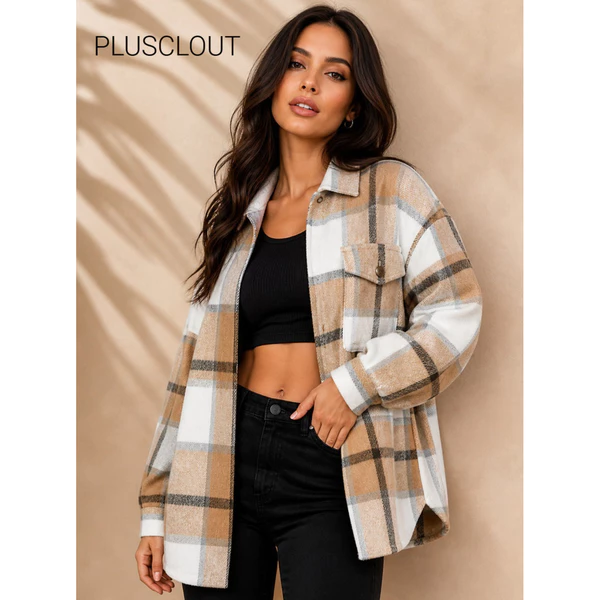 Camisa Xadrez Feminino Flanelado Por Fora Grosso Oversized Tendência Da Moda Conforto