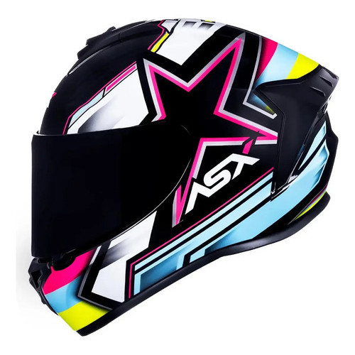 Capacete ASX Draken Pilot Fechado Moto + Viseira Fumê Masculino Feminino