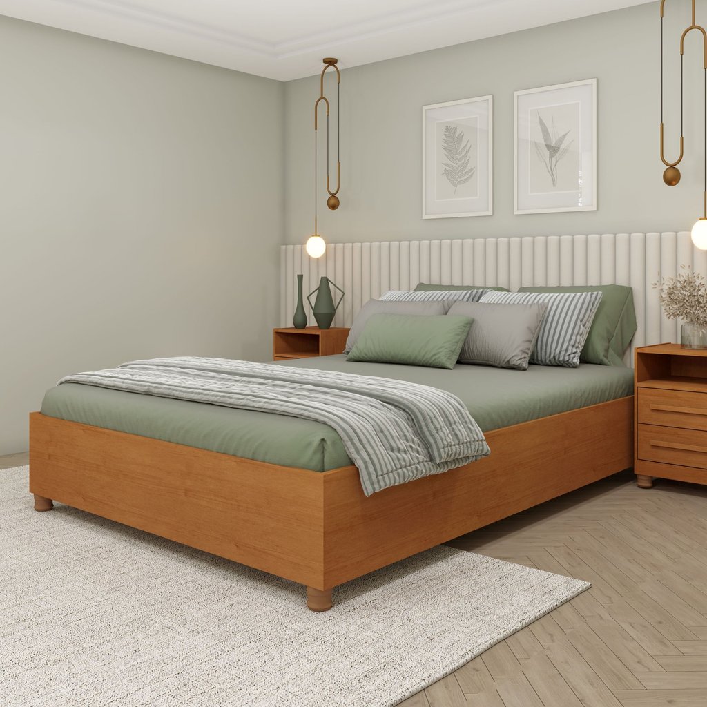 Cama Casal em MDP 193cm x 144cm Mônaco Cinamomo