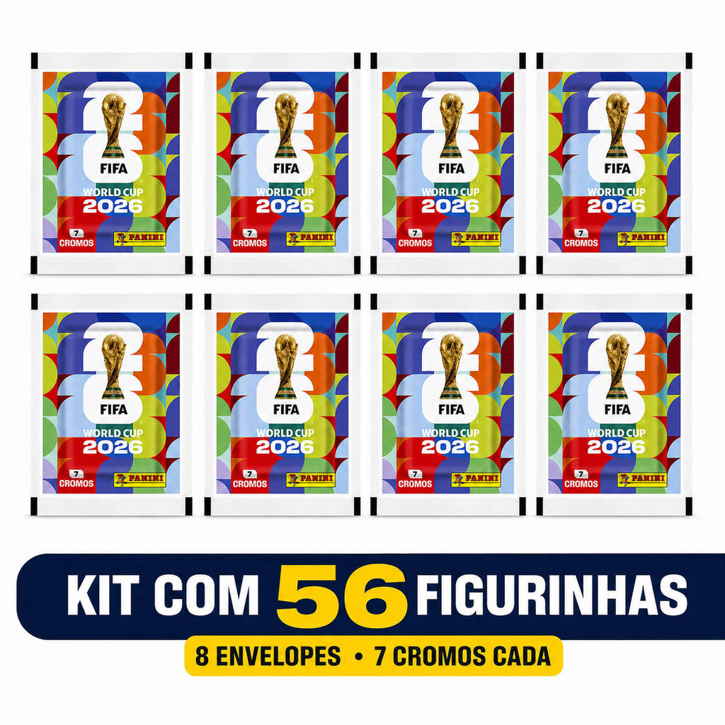 Kit 8 Envelopes de Figurinha da Copa do Mundo 2026 Oficial (56 figurinhas) | Panini