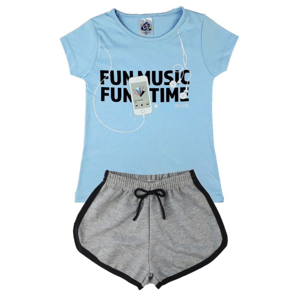 Conjunto Infantil Menina Verão Blusa 100% Algodão Shorts Moletinho Roupa Infantil Feminina Casual Moda Kids